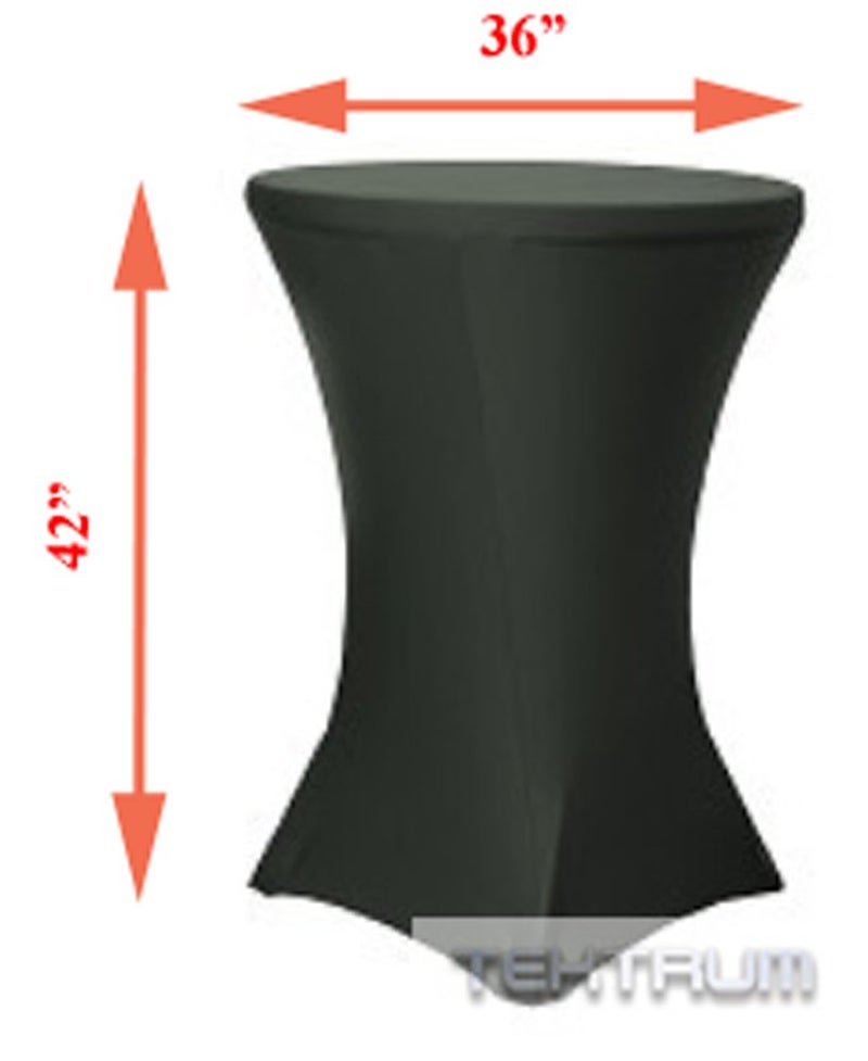 Tektrum 36-inch 36" Cocktail Fitted Spandex Stretch Tablecloth - Premium Fabric (Black) - Image 2